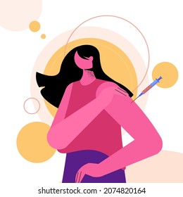 vaccine injection given to woman patient successful covid-19 vaccination concept