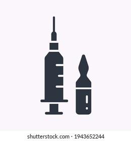 Vaccine injection glyph glyph icon. Vector illustration isolated on white.