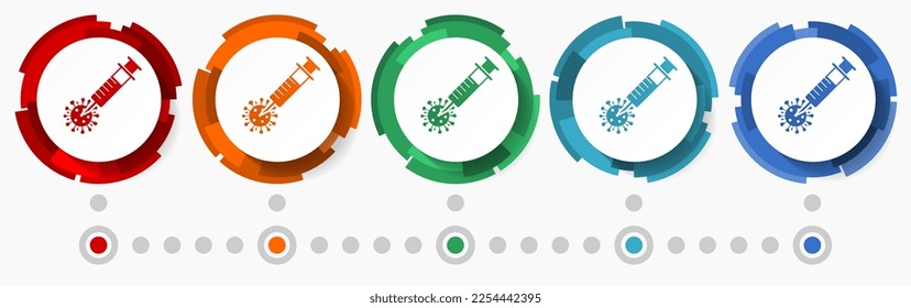 Vaccine, injection, syringe symbol concept vector icon set, flat design pointers, infographic template