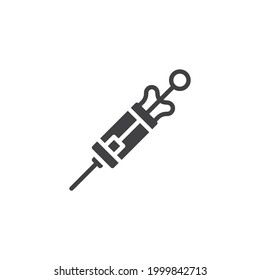 Vektorsymbol für die Impfstoffinjektion. volles Flachzeichen für mobiles Konzept und Webdesign. Laborspritze - Symbol für die Glyphe. Symbol, Logo-Abbildung. Vektorgrafik