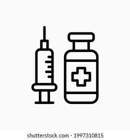 Vaccine and Injection Vector Icons with line style. Can be used for medical, social media, presentations and others.