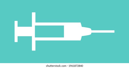 Vaccine Jab Syringe Needle Flat Icon. Vector Image.