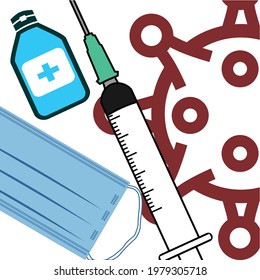 Vaccine kit medicine set vector