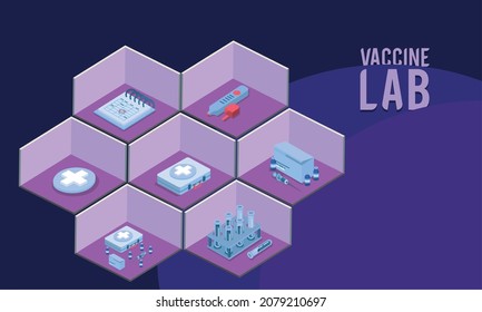 Vaccine Lab Isometric Set Icons