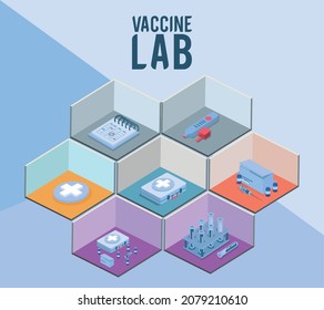 Vaccine Lab Isometric Style Icons