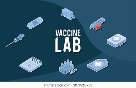 Vaccine Lab Isometric Style Lettering