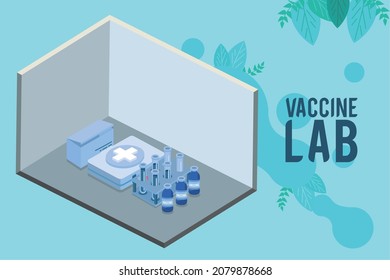 vaccine lab and vials icons