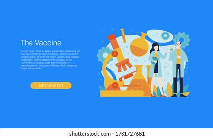 The vaccine laboratory research vector illustration concept template background can be use for presentation web banner UI UX landing page