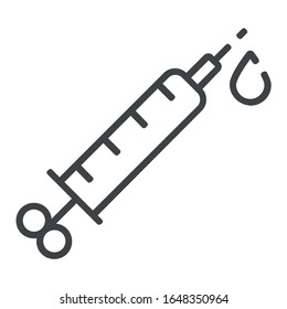 Vaccine line icon on white background