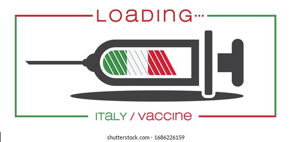 Vaccine and loading concept vector illustration, country flag.