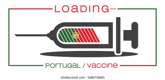 Vaccine and loading concept vector illustration, country flag.