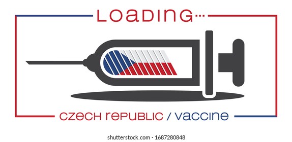 Vaccine and loading concept vector illustration, country flag.