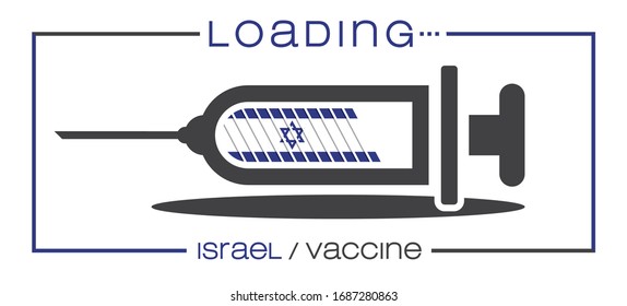 Vaccine and loading concept vector illustration, country flag.