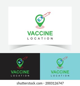 Vaccine Location Logo Design Template.  Covid-19 Vaccine Location Icon.