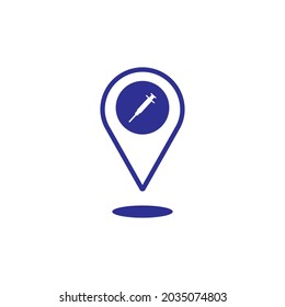 Vaccine location map navigation point icon sign symbol