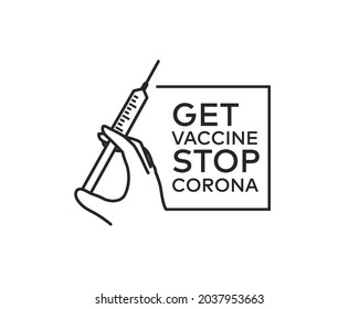 Vaccine Logo. get vaccine to stop corona virus. boost your immune system