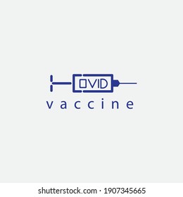 Vaccine logo injection design vector illustration