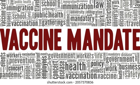 Vaccine Mandate vector illustration word cloud isolated on white background.