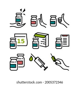 Vaccine medicine icon set. Color icon set