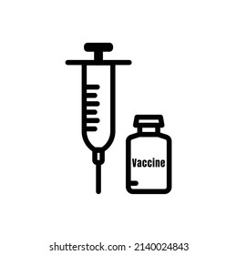 Vaccine medicine icon with syringe. stop virus. suitable for vaccine symbol, health. line icon style. simple design editable. Design template vector
