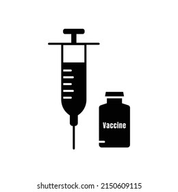 Vaccine medicine icon with syringe. stop virus. suitable for vaccine symbol, health. solid icon style. simple design editable. Design template vector