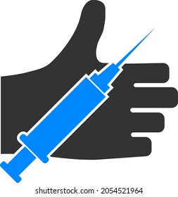 Vaccine offer hand vector illustration. Flat illustration iconic design of vaccine offer hand, isolated on a white background.