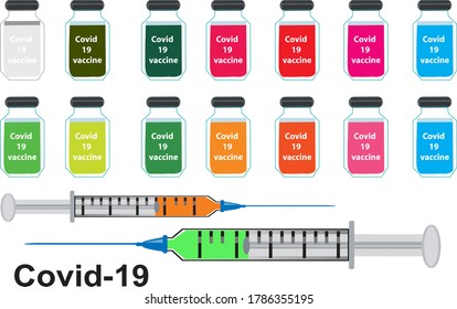 Vaccine Only vaccine effective treatment for COVID-19 coronavirus. icon plastic medical syringe with needle and vial in flat style, Vaccine, vector, design, injection syringe vector element