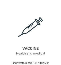 Vaccine outline vector icon. Thin line black vaccine icon, flat vector simple element illustration from editable health and medical concept isolated on white background