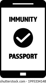 Vaccine passport app on smartphone vector  - vaccination travel application with sign of immunity from Covid-19 for safe travel after global pandemic of Coronavirus.