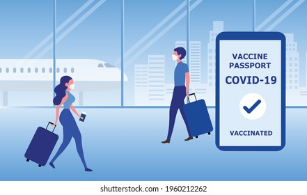 Vaccine passport for covid-19 coronavirus, Immunity vaccinated passport for travel vector illustration