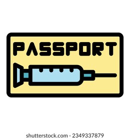 Vaccine passport icon outline vector. Health certificate. Pass travel color flat