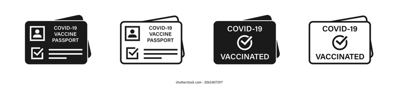 Vaccine Passport Icon Set. Vaccine Certificate Card. EPS 10.