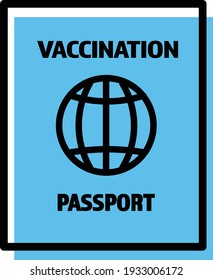 Vaccine passport icon vector flat design - Passport with symbol of immunity and vaccination from Covid-19 for safe travel after global pandemic of Coronavirus.
