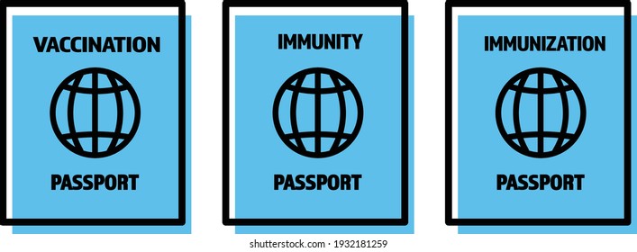 Vaccine passport vector flat design - Passport with mark of immunity and vaccination from Covid-19 for safe travel after global pandemic of Coronavirus.