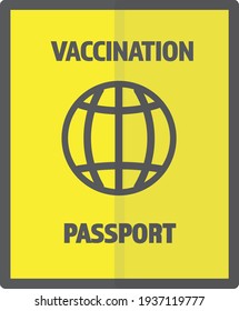 Vaccine passport vector icon - Passport with symbol of immunity and vaccination from Covid-19 for safe travel after global pandemic of Coronavirus.