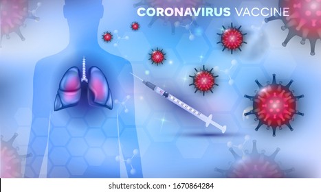 Vaccine to prevent coronavirus disease and
treatment concept to avoid respiratory tract infection complication pneumonia.