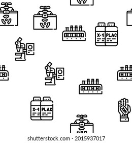 Vaccine Production Vector Seamless Pattern Thin Line Illustration