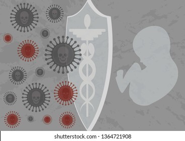 Vaccine protecting a child from deadly virus. Vaccine acting as a shield and do not allow infection to attack 