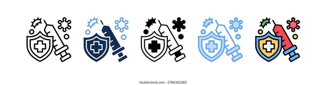 Vaccine Protection Icon Multiple Style