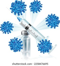 A vaccine protection vaccination concept with syringe and vial