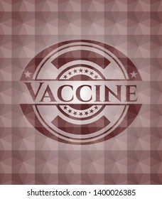 Vaccine red badge with geometric pattern background. Seamless.