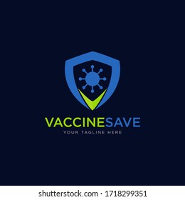 Vaccine Save Logo, Modern Style Of Shield Vector