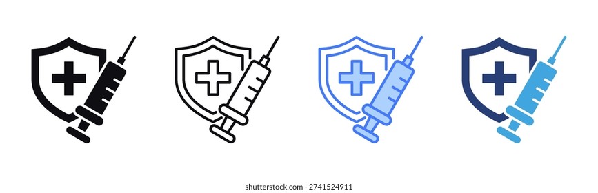 Vaccine Shield icon sheet multiple style collection