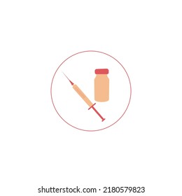 Vaccine sign. Syringe and vaccine vial flat icons. Isolated vector illustration