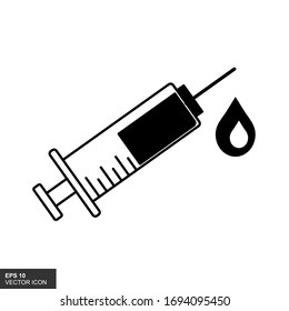 Vaccine silhouette vector icon with flat style, white background.