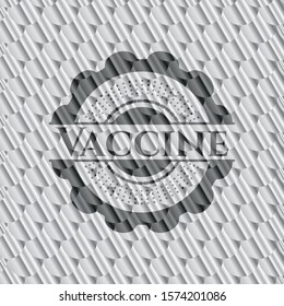 Vaccine silver emblem or badge. Scales pattern. Vector Illustration. Detailed.