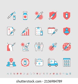 Vaccine simple color icons. Editable stroke.