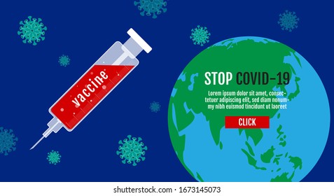 vaccine Stop Coronavirus, covid - 19 , China, Wuhan, Danger, vector Illustration.