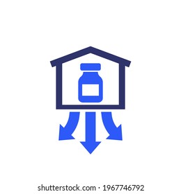 vaccine storage and distribution icon, vector