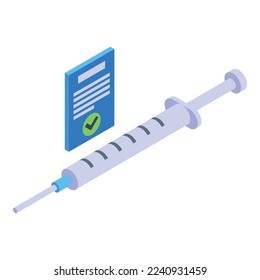 Vaccine syringe icon isometric vector. Health passport. Travel covid